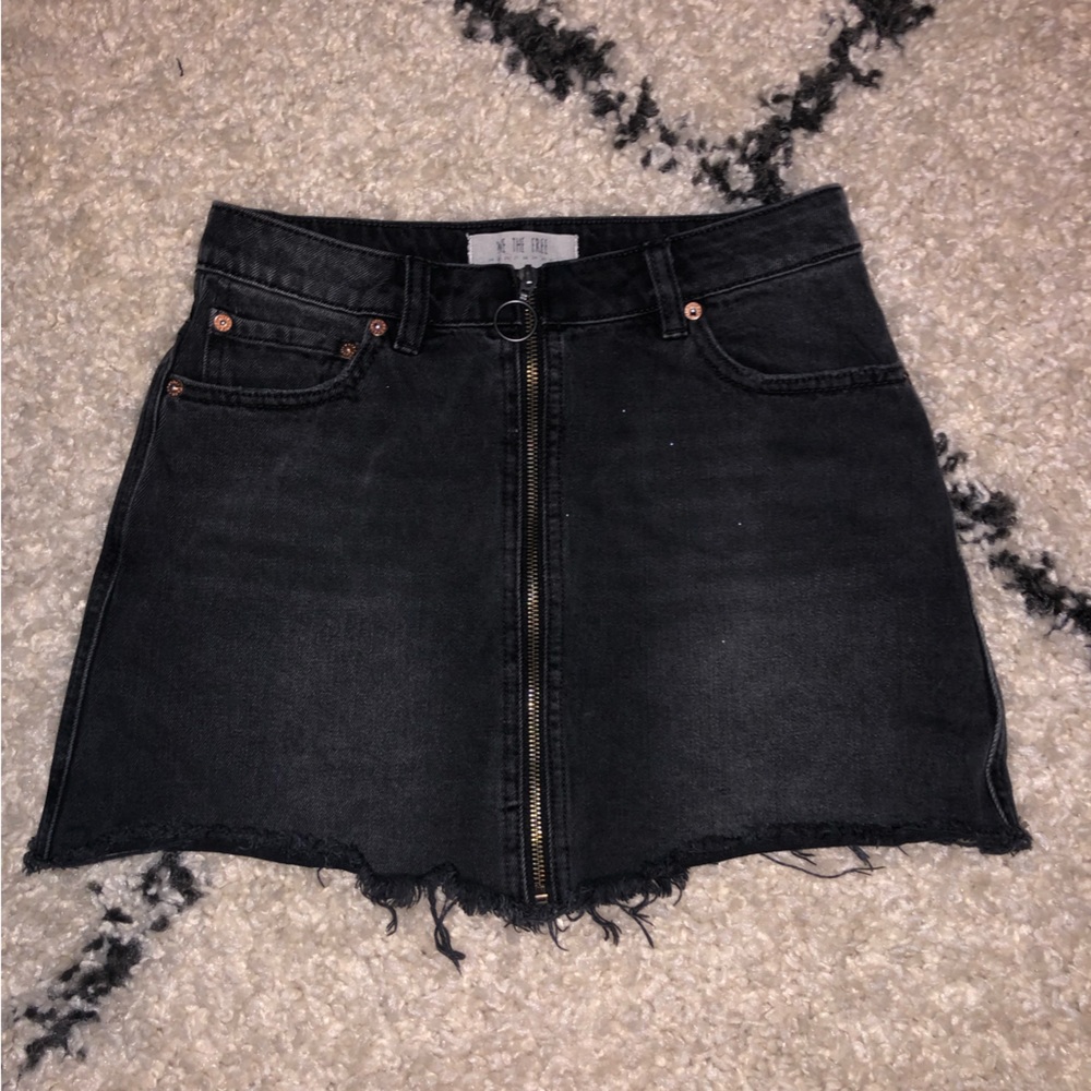 WTF Black Jean Skirt - Zipper front